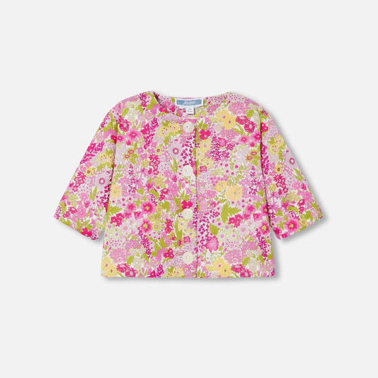 Cardigan para bebé menina em tecido Liberty