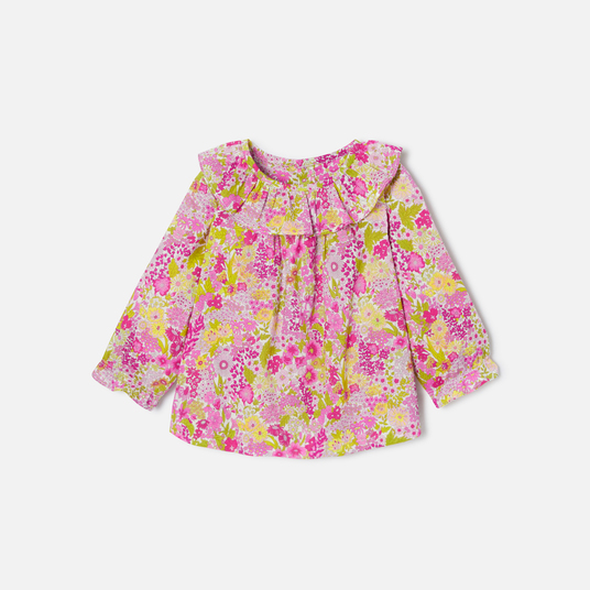 Blusa para bebé menina em tecido Liberty