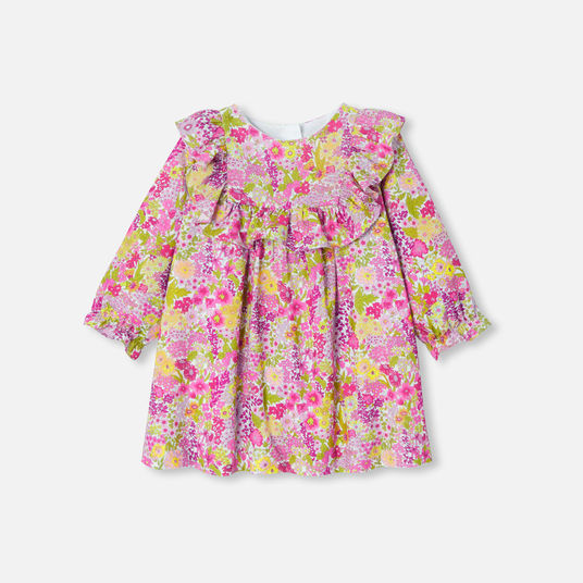 Vestido de veludo para bebé menina em tecido Liberty 